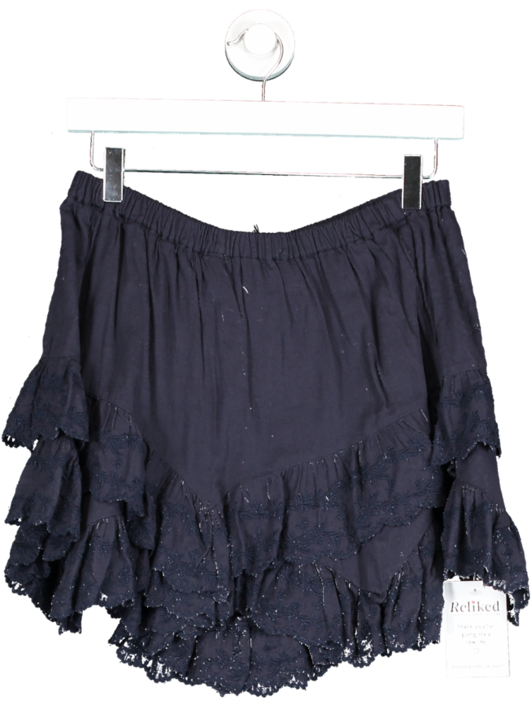 Étoile Isabel Marant Blue Embroidered Cotton Shorts UK 12