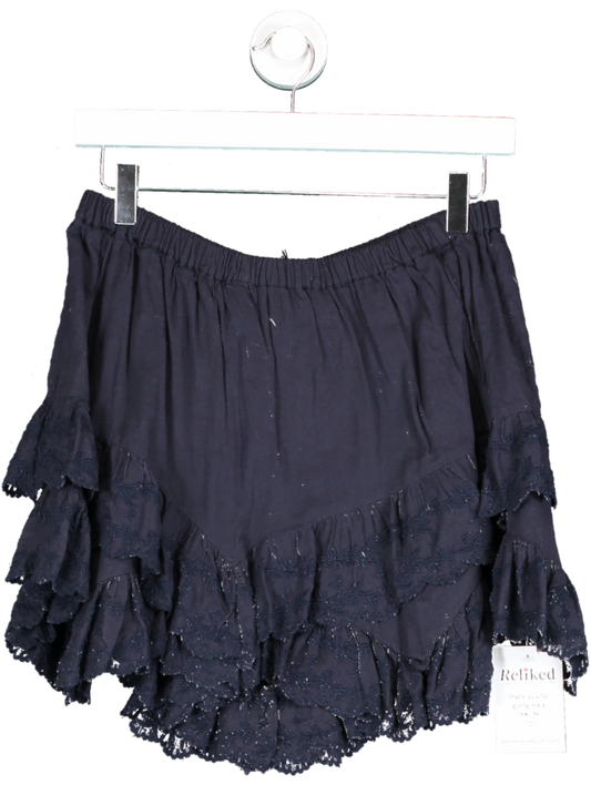 Étoile Isabel Marant Blue Embroidered Cotton Shorts UK 12