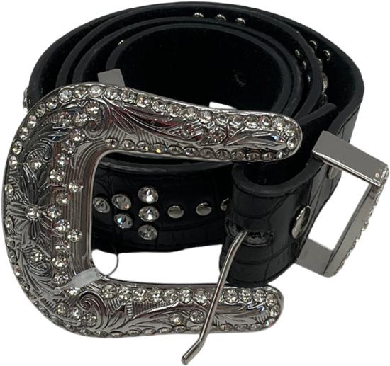Boot Barn Black Shyanne Croc Print Bling Arrow Belt UK S/M