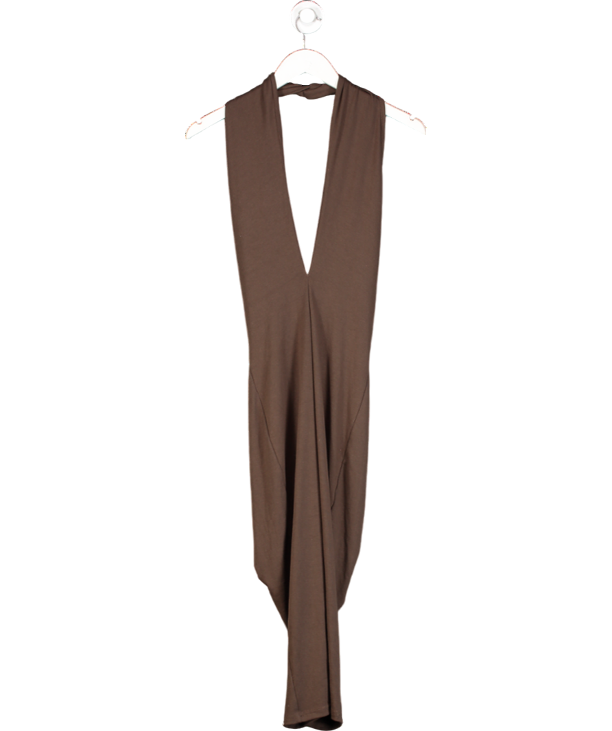 Free People Brown Halterneck Jersey Jumpsuit UK XS