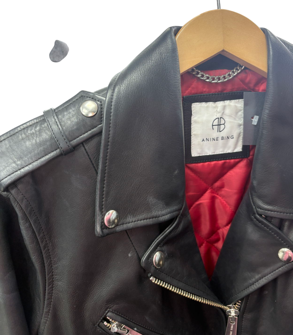 Anine Bing Black Leather Biker Jacket UK M