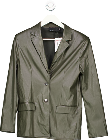 ASOS Design Olive Green Faux Leather Blazer UK 6