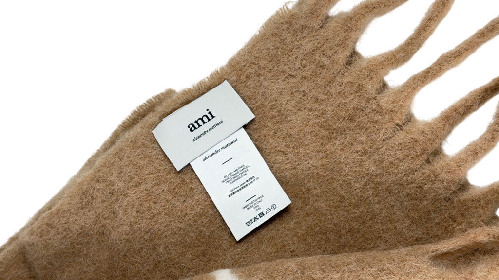 AMI PARIS Camel Beige Alpaca Blend Off Ami De Coeur Scarf