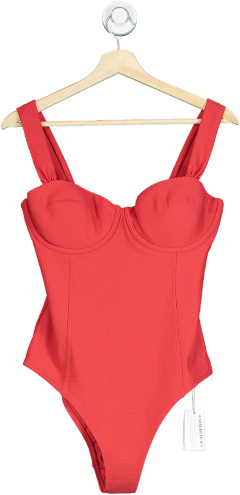 Heidi Klein Stretch-piqué Underwired Swimsuit In Red UK XL