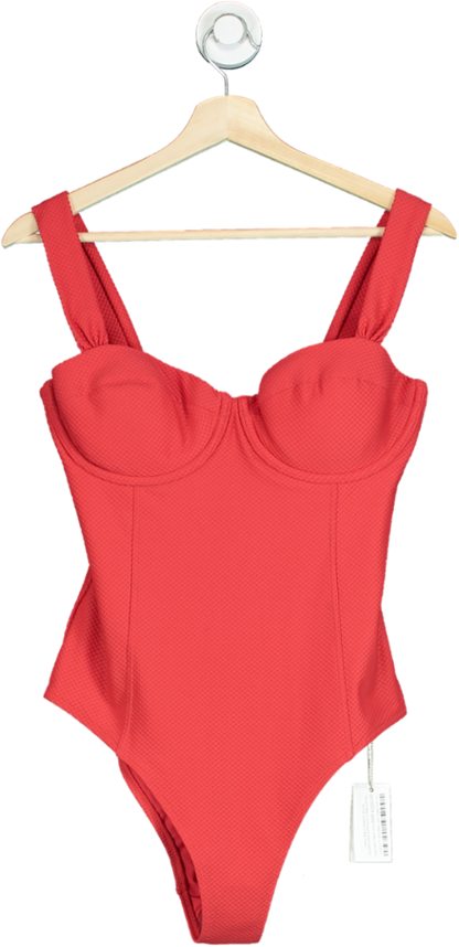 Heidi Klein Stretch-piqué Underwired Swimsuit In Red UK XL