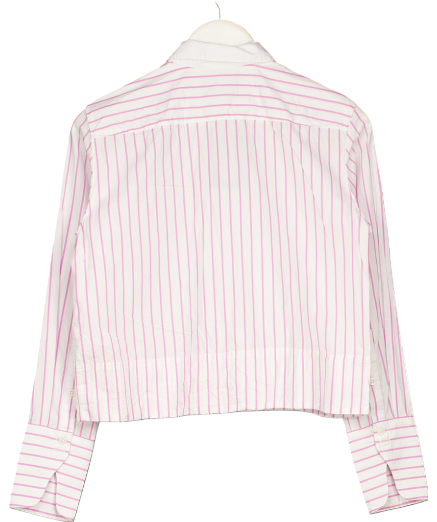 j.Crew White Cropped Garçon Shirt In Pink Stripe Print UK 4