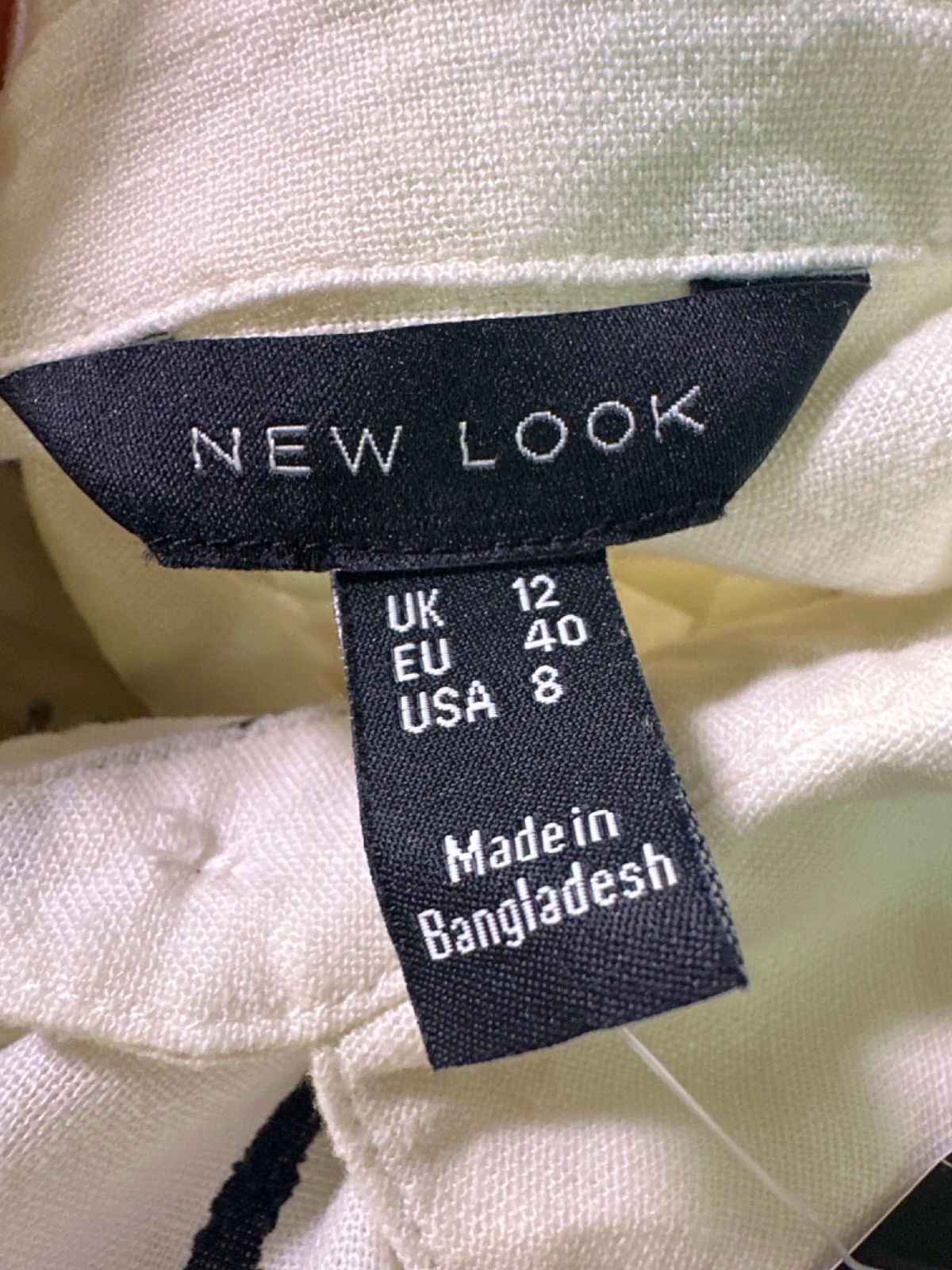 New Look White Soleil Print Linen Blend Shirt UK 12