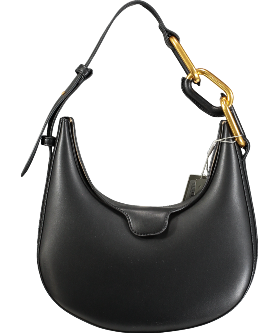 Charles & Keith Black Kora Metallic-accent Moon Bag