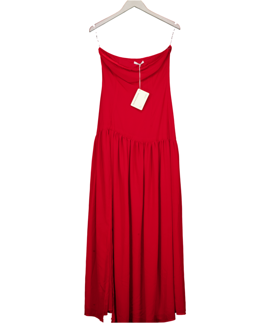 PEPPERMAYO Eden Strapless Chiffon Maxi Dress - Red UK 8