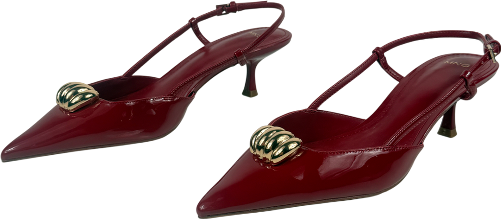 MANGO Red High-heeled Shoes With Metallic Detail UK 7 EU 40