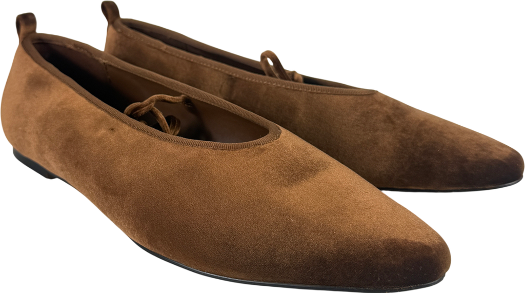 Next Brown Mary Jane Casual Velvet Flat Shoes UK 5.5 EU 38.5 👠