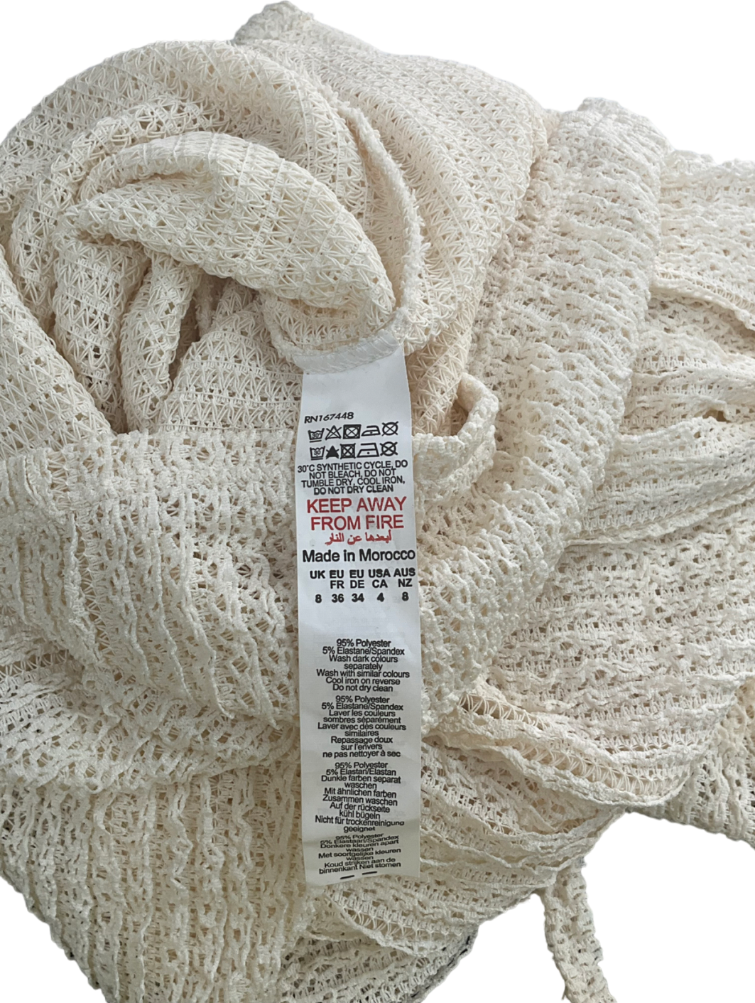 PrettyLittleThing White Crochet Flower Backless Maxi Dress UK 8