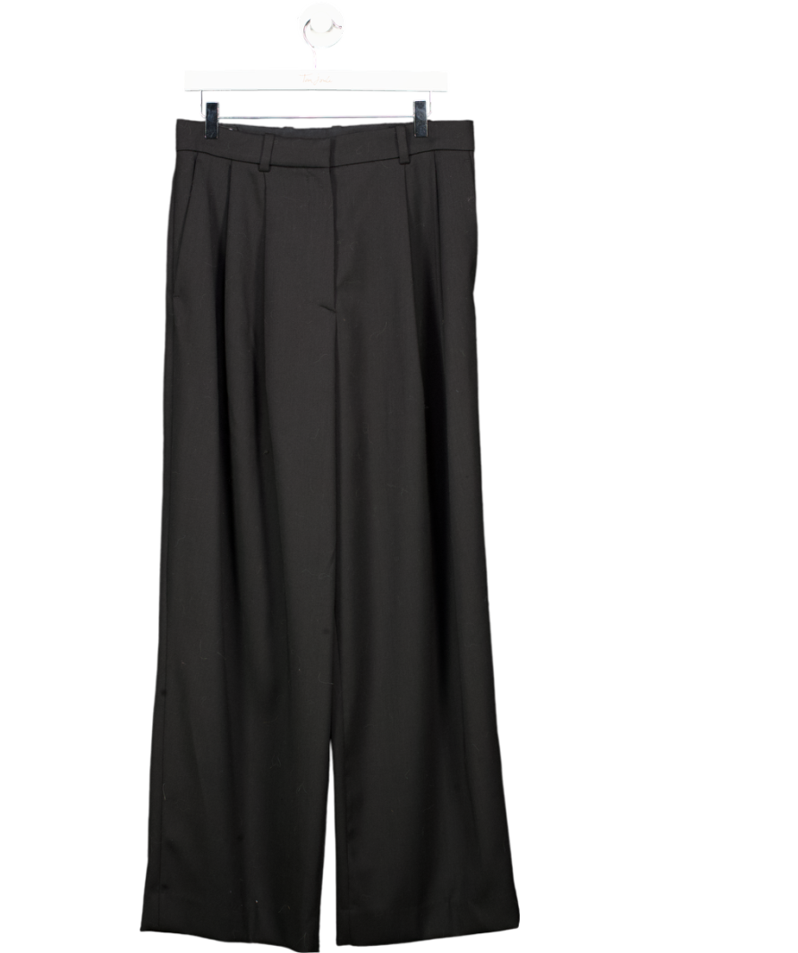 cos Black Relaxed Twill Wide-leg Trousers UK 10