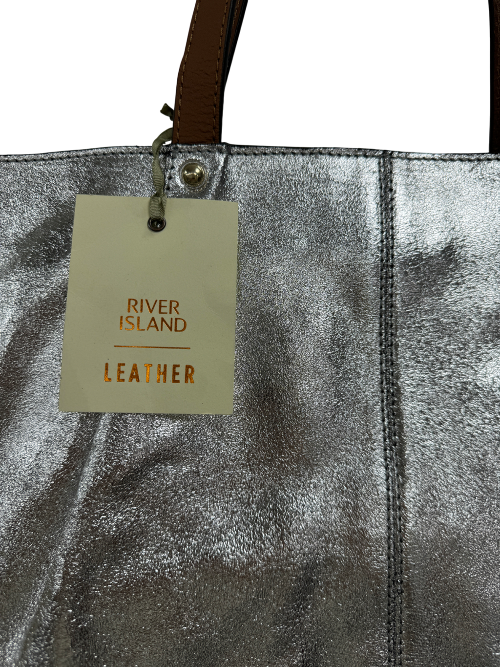River Island Metallic Real Leather Large Tote Bag
