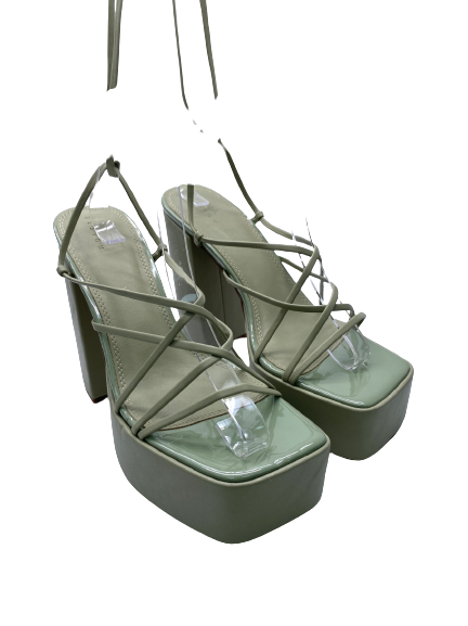 ASOS Green Nanon Strappy Platform Heeled Sandals UK 7 EU 40 👠