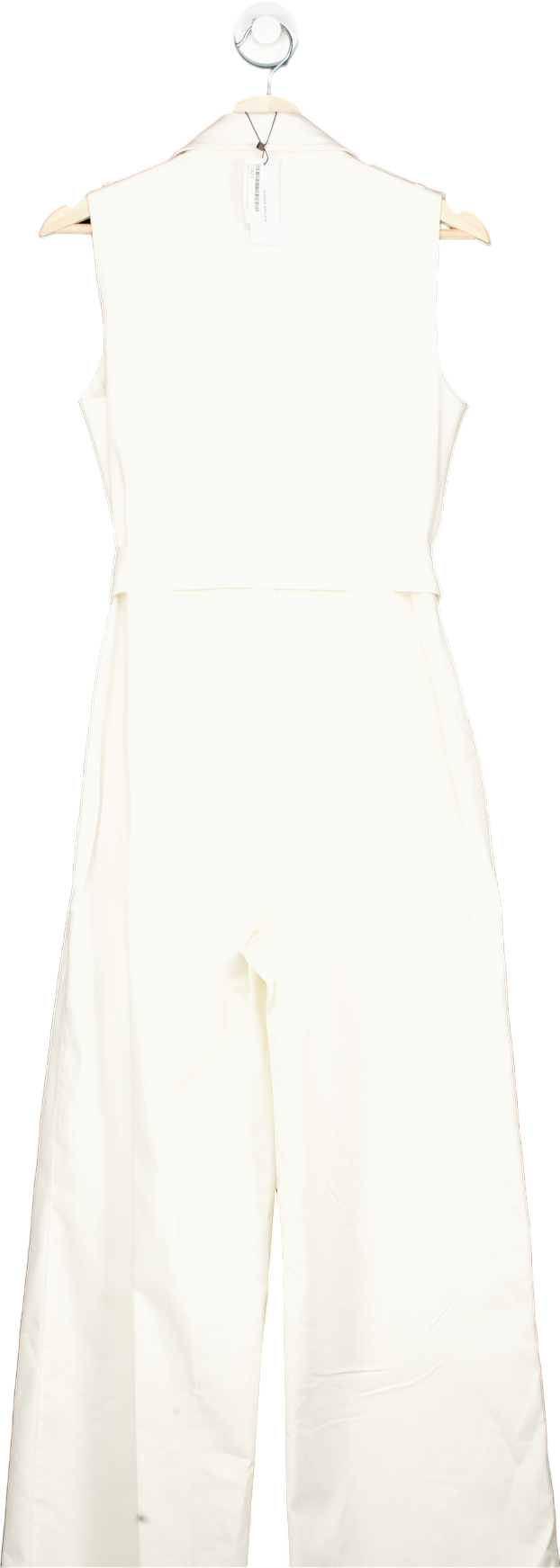 Karen Millen Ivory Tailored Denim Belted Shirt Wide Leg Jumpsuit UK 10
