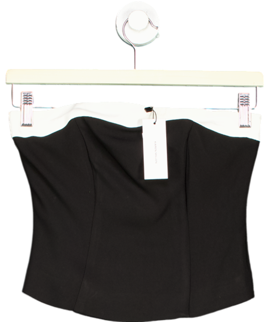 Karen Millen Black The Founder Compact Stretch Viscose Contrast Detail Bandeau Top UK 4
