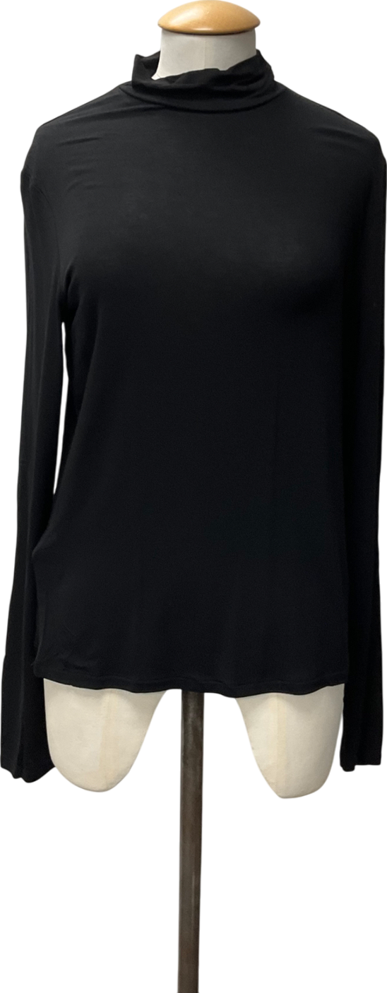 MANGO Black Perkins-neck Long-sleeved T-shirt UK XL