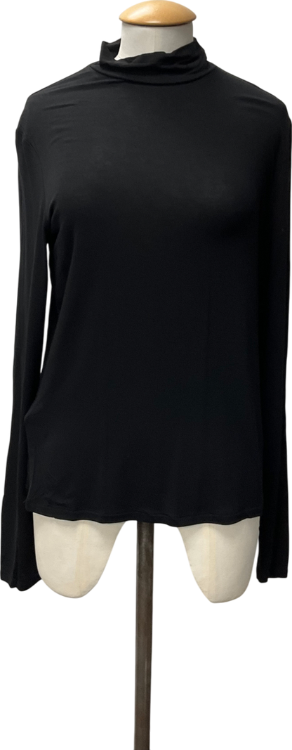 MANGO Black Perkins-neck Long-sleeved T-shirt UK XL