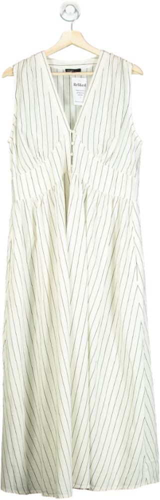 Nobody's Child Beige Striped Midi Dress UK 16