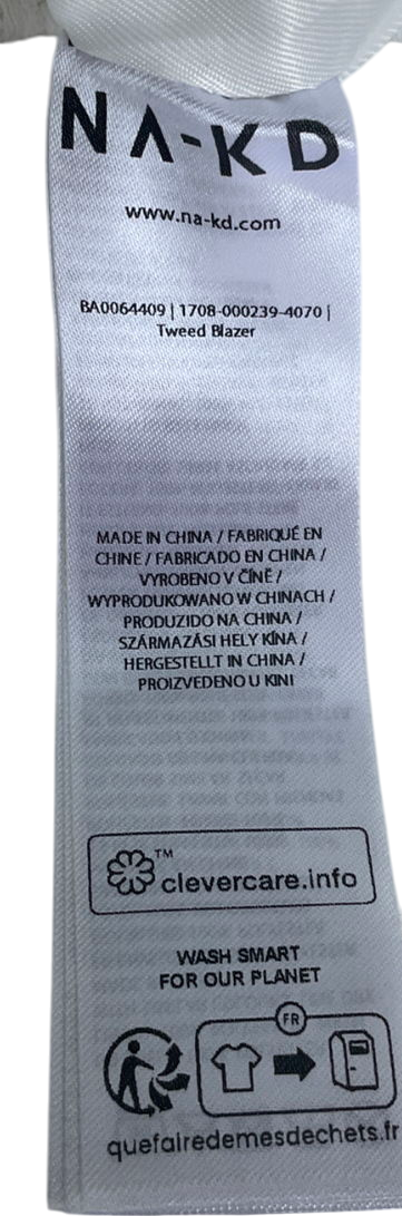 NA-KD White Tweed Blazer UK 6