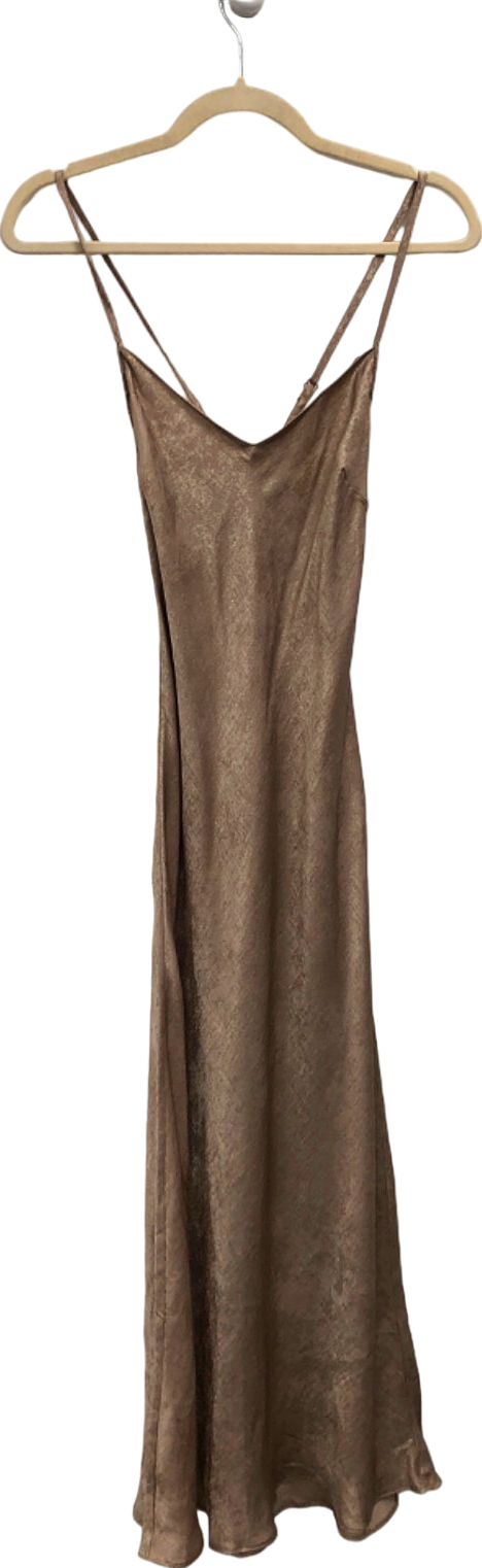 New Look Brown Satin Slip Dress UK 8