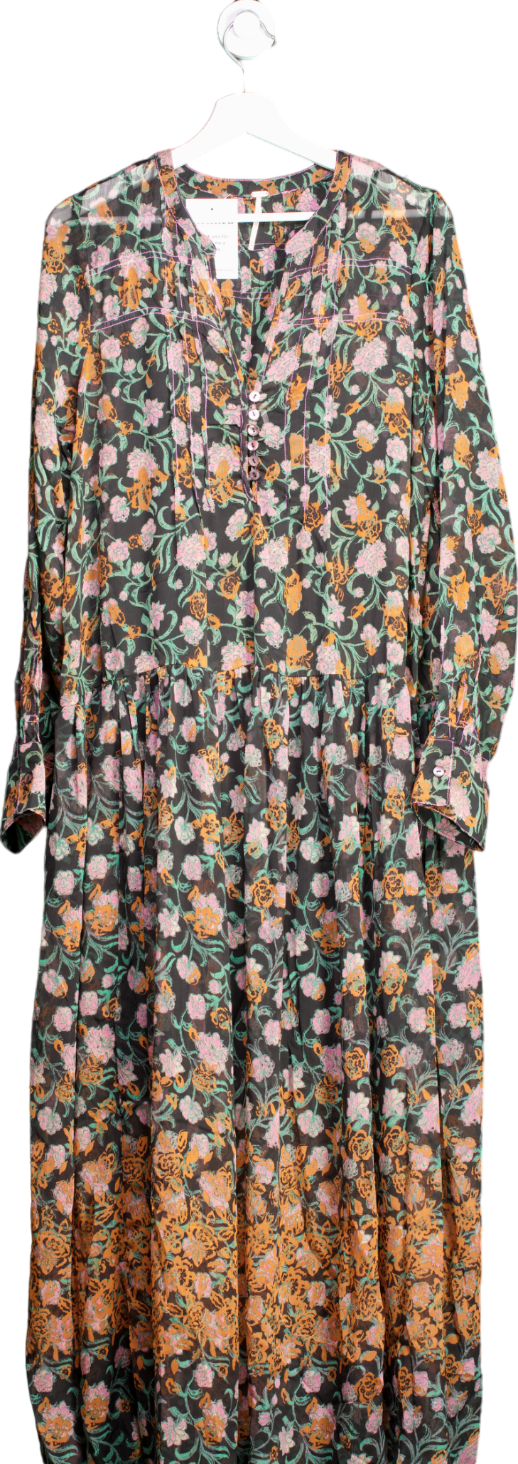 Free People Black See It Through Lined Floral Dress UK XS