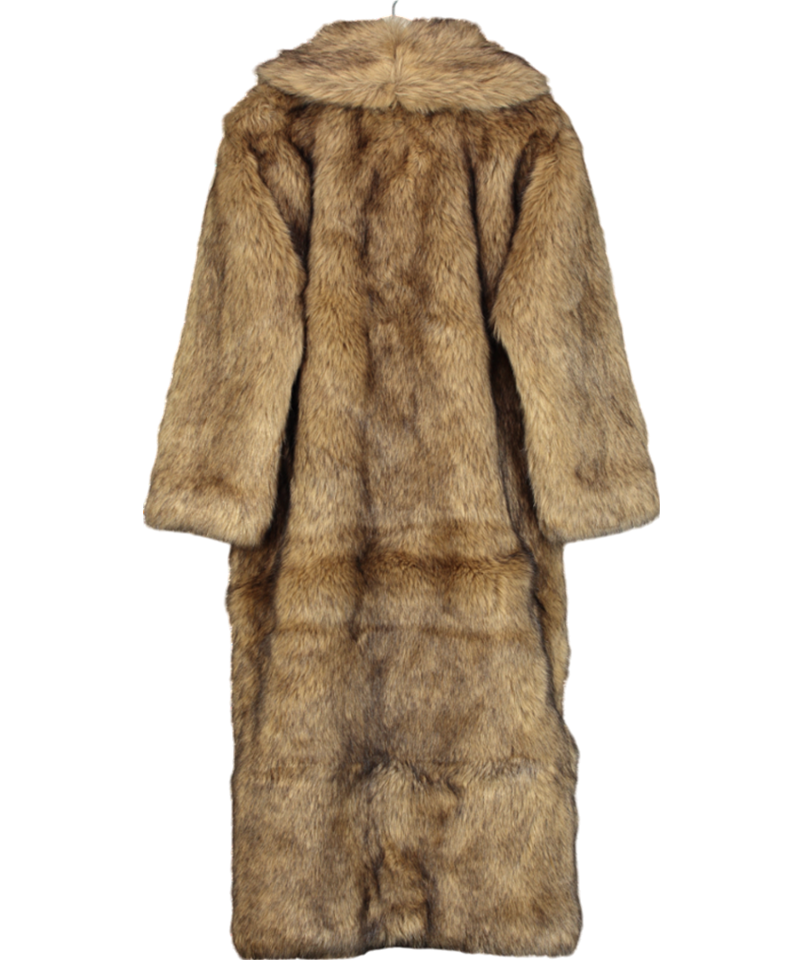 Abercrombie & Fitch Brown Full-length Faux Fur Coat UK M