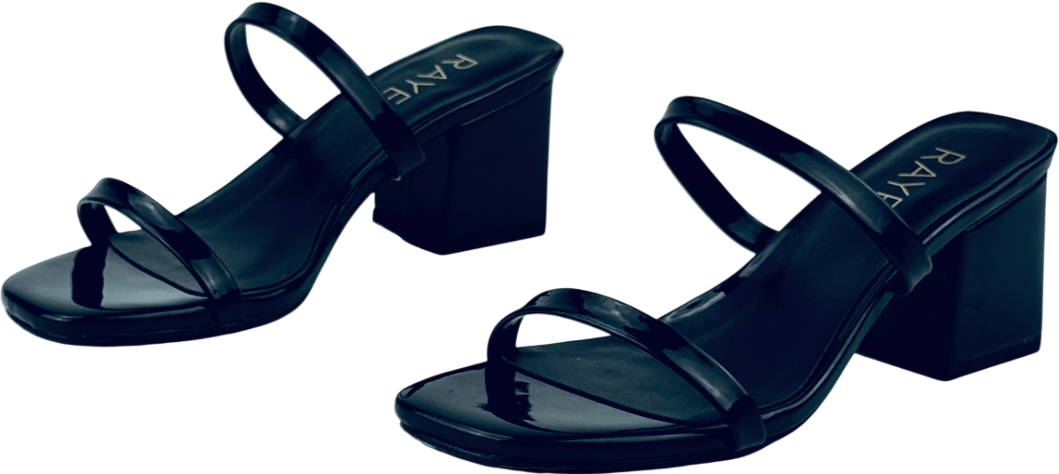 RAYE Cabo Black Patent Block Heel Mule Us5.5 UK 3.5 EU 36.5 👠