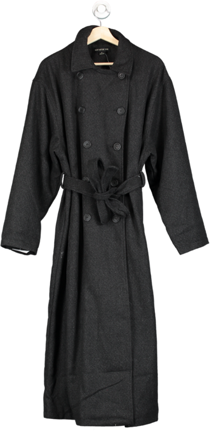 Light Before Dark Black Double-Breasted Trench Coat Large