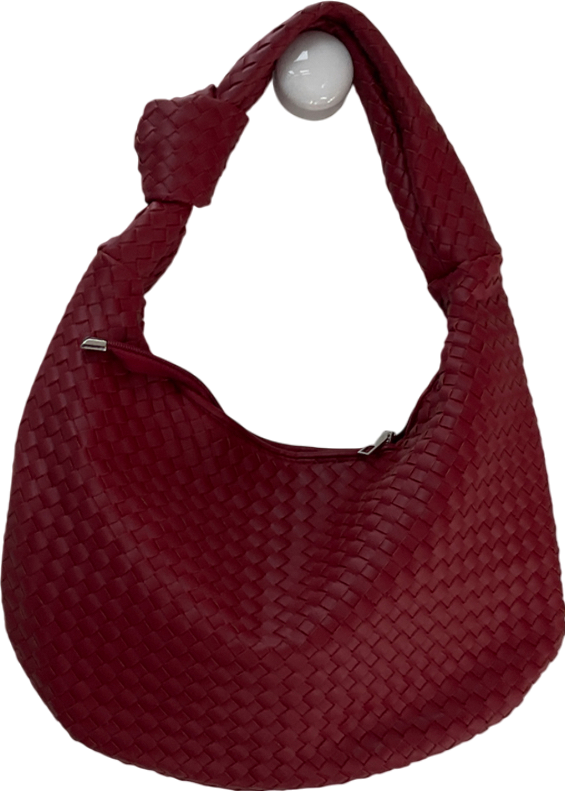Red Burgundy Weave Handbag One Size
