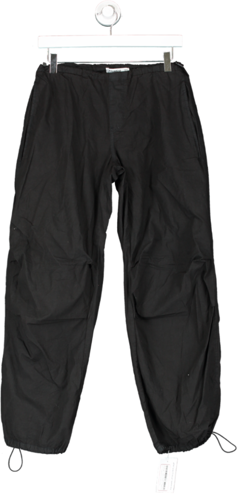 Pull&Bear Black Nylon Cargo Parachute Pants UK S