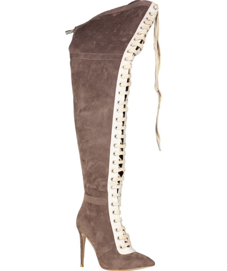 Mistress Rocks Brown Odyssey Suede Lace Up Tight Boot UK 6 EU 39 👠