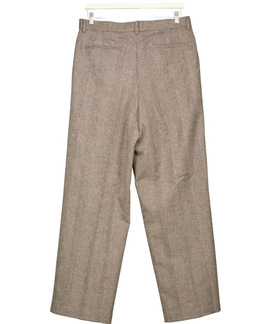 ASOS Brown Smart Wide Leg Pleated Wool Mix Trousers W32