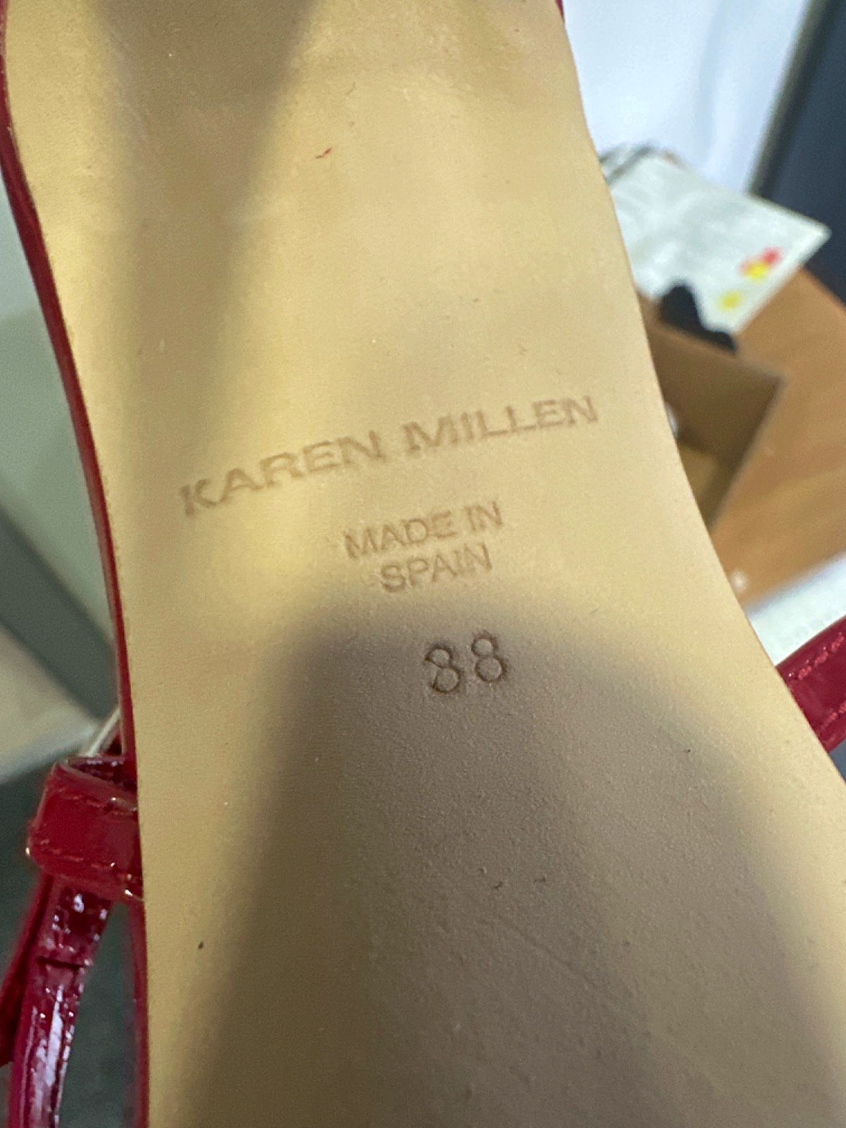 Karen Millen Red Strappy Patent Heels UK 5