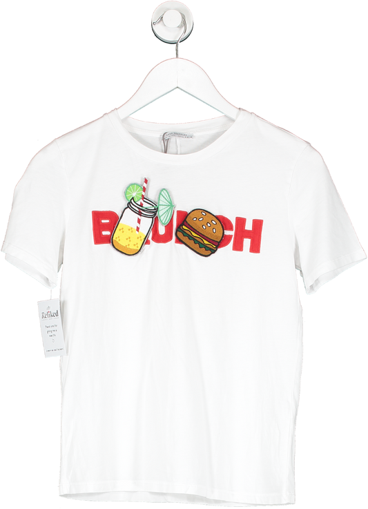 ZARA White Burger Printed T Shirt UK S