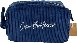 Irene Forte Blue Corduroy Wash Bag One Size