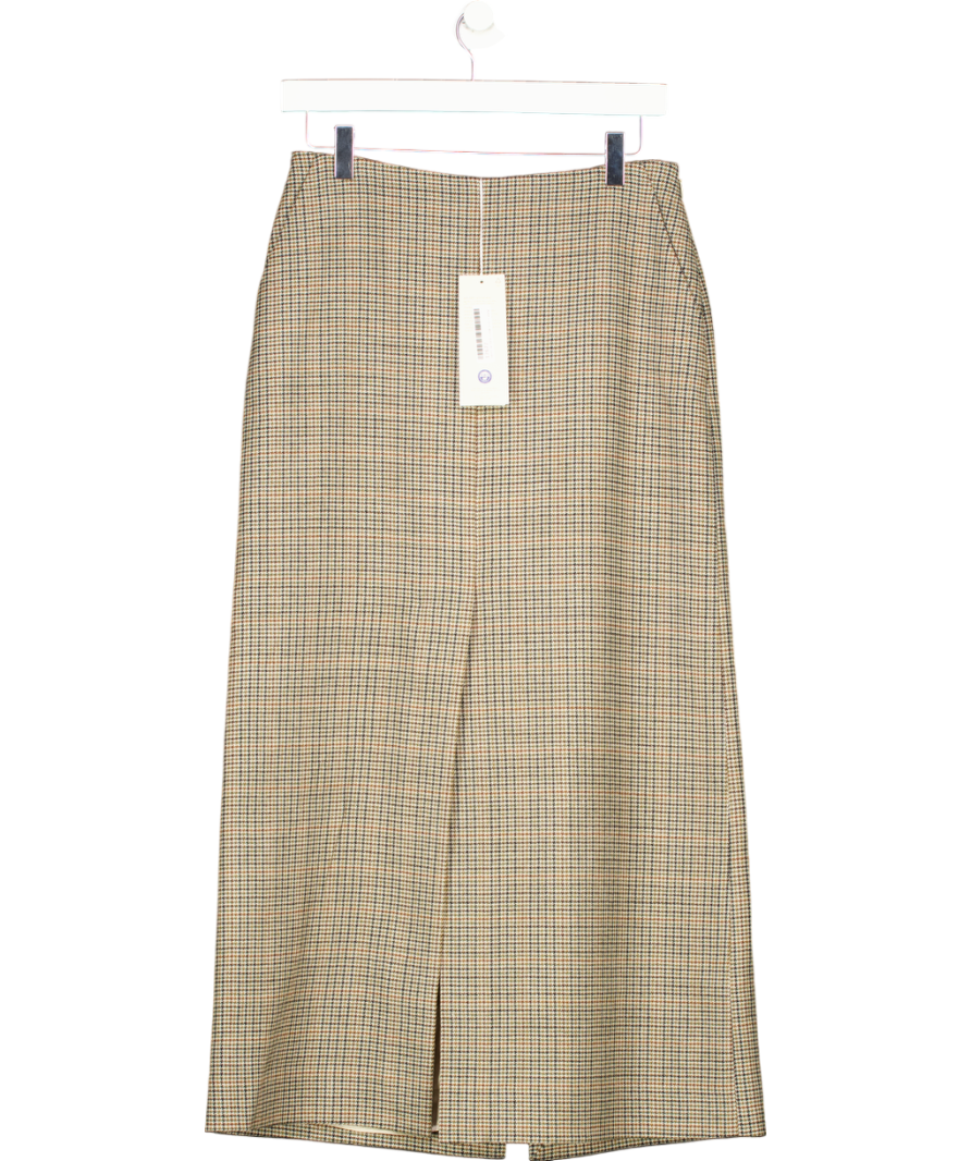Arket Beige Checked Wool Pencil Skirt UK 8