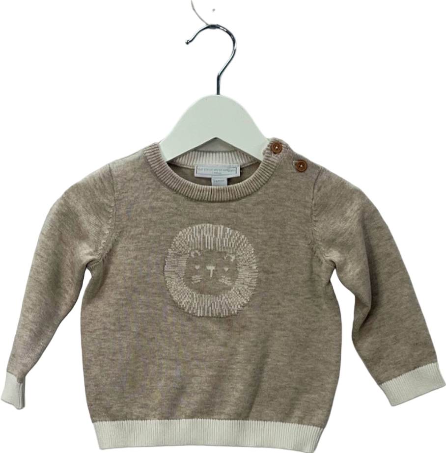 The Little White Company Organic Cotton Lion Face Jumper 6-9 Months