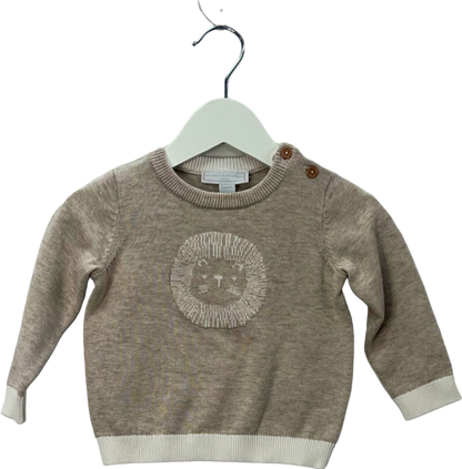 The Little White Company Organic Cotton Lion Face Jumper 6-9 Months