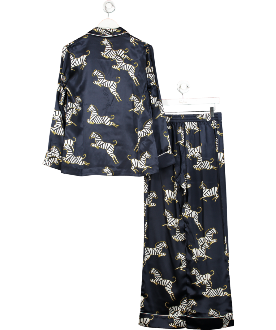 Olivia von Halle Blue Lila Zizi Navy Pyjamas In Silk Satin UK S