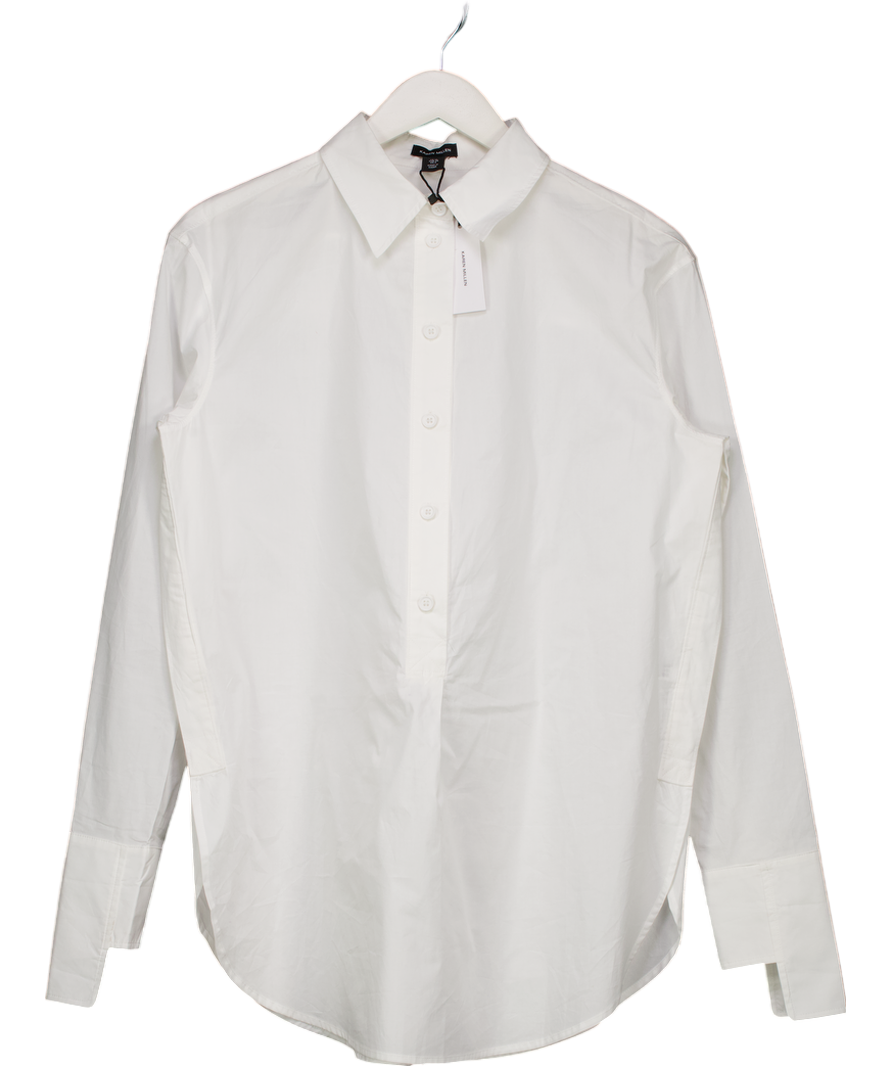 Karen Millen White The Founder Cotton Poplin Woven Shirt UK 10