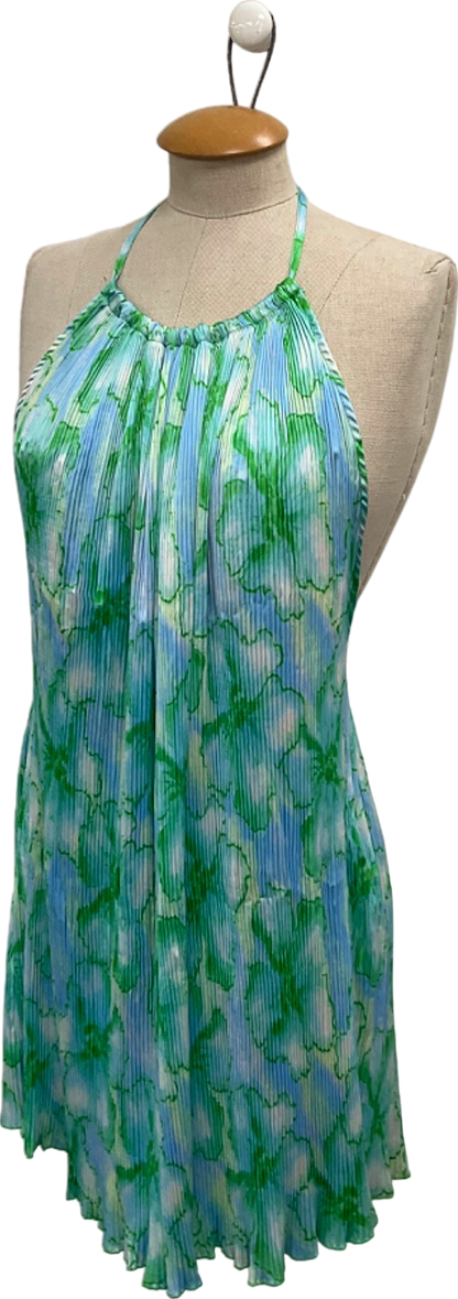 AsosBlue Green Halter Neck Pleated Dress UK XS