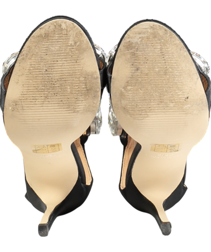 Karen Millen Black Crystal Stone Double Strap Stiletto Heel UK 3 EU 36 👠