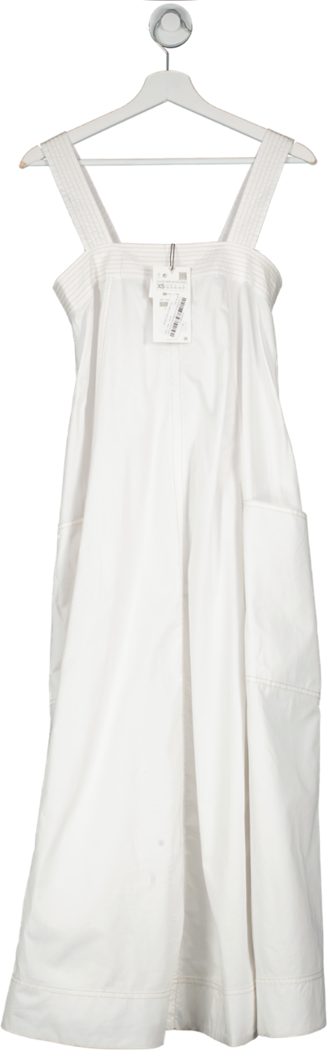 ZARA White Recycled Cotton Airy Maxi Dress UK XS