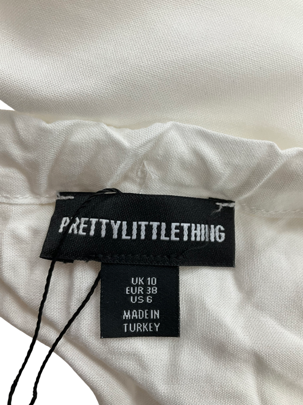 PrettyLittleThing White Cotton Low Rise Drawstring Waist Tiered Maxi Skirt UK 10