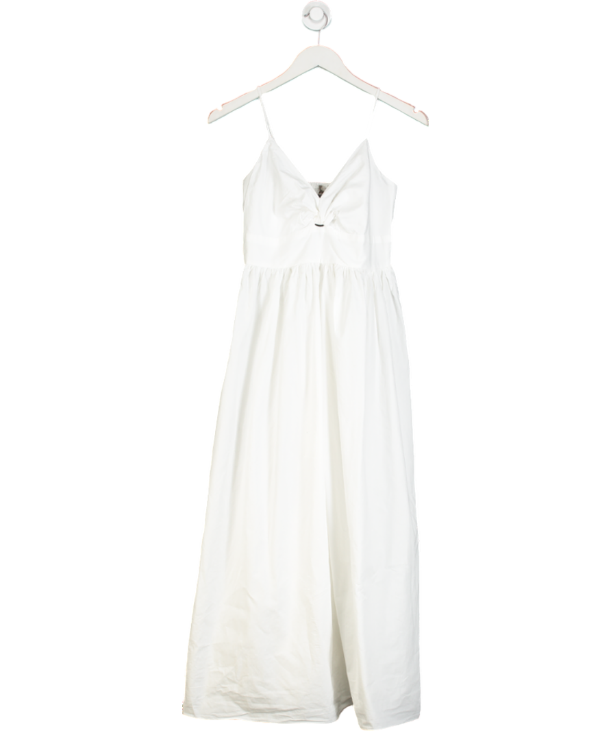 River Island White Twist Front Skater Midi Dress UK 8 - Reliked River Island White Twist Front Skater Midi Dress UK 8 - Reliked