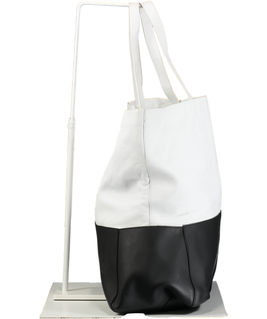 Joseph White / Black Large Leather tote Bag