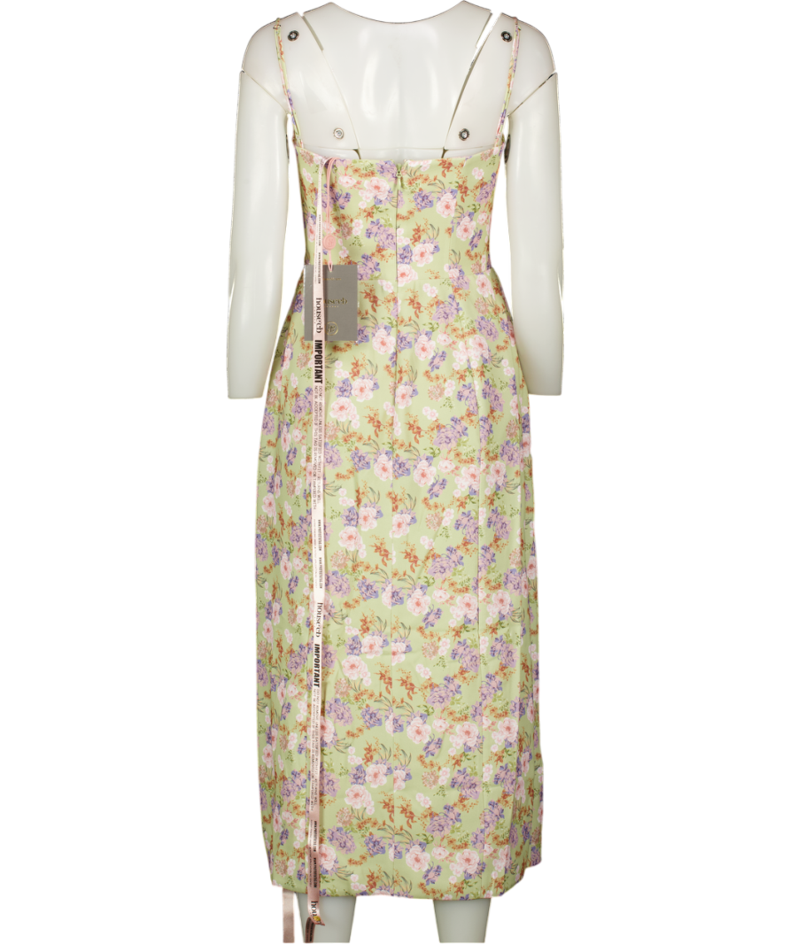 House of CB Sage Green Charlotte Peony Print Midi Sundress UK S - Reliked House of CB Sage Green Charlotte Peony Print Midi Sundress UK S - Reliked