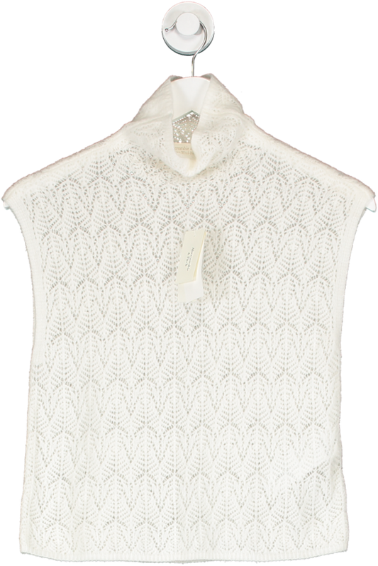 Abercrombie & Fitch White Merino Wool-blend Turtleneck Top UK XS